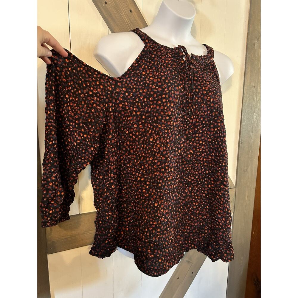 Torrid Black and Orange Polka Dot Blouse